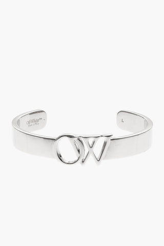 Silver-Tone Effect Cuff Bracelet with Centre OW Monogram 