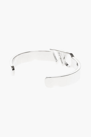 Silver-Tone Effect Cuff Bracelet with Centre OW Monogram 
