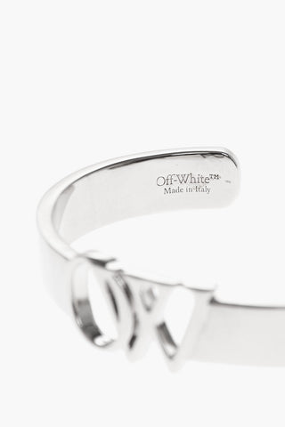 Silver-Tone Effect Cuff Bracelet with Centre OW Monogram 