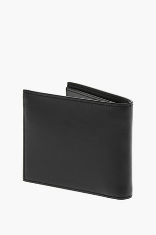 Leather Bifold Wallet with Contrasting Logo