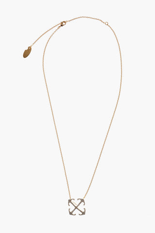 Collana in Ottone Effetto Dorato con Pendente Impreziosito da Strass 