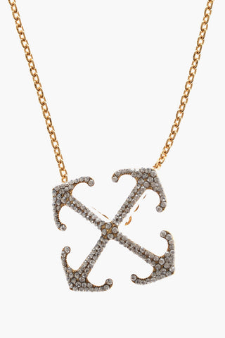 Collana in Ottone Effetto Dorato con Pendente Impreziosito da Strass 