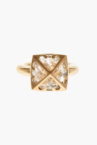 Golden Brass Ring with Crystal