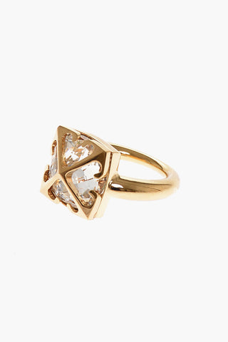 Golden Brass Ring with Crystal