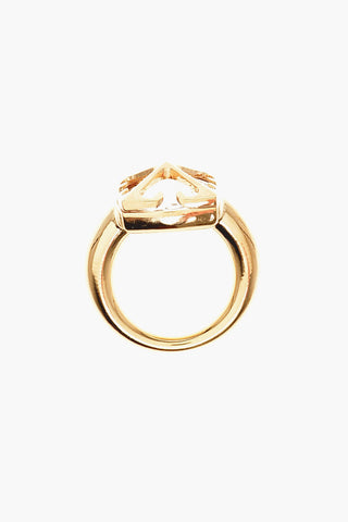 Golden Brass Ring with Crystal