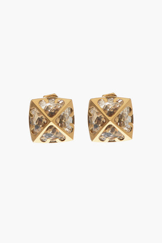 Golden Effect Brass Mini Crystal Arrow Earrings