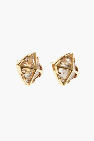 Golden Effect Brass Mini Crystal Arrow Earrings