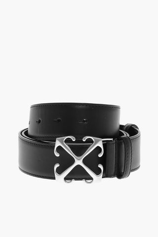 Leather Belt with Logoed Buckle 35mm
