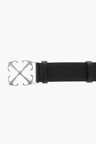Leather Belt with Logoed Buckle 35mm