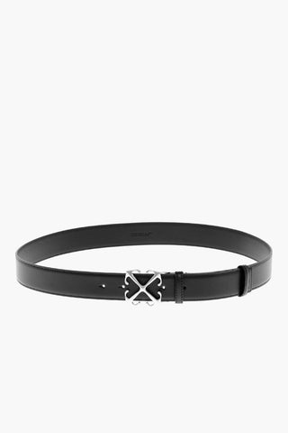 Leather Belt with Logoed Buckle 35mm