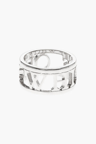 Anello in Ottone Argentato con Logo in Lettering