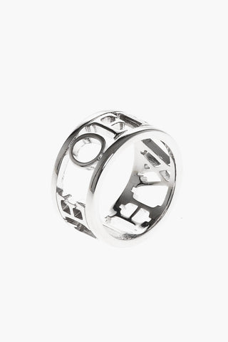 Anello in Ottone Argentato con Logo in Lettering