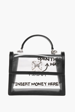 Leather and See-Through Pvc JITNEY 2.8 Handbag with Silver Tone Logo