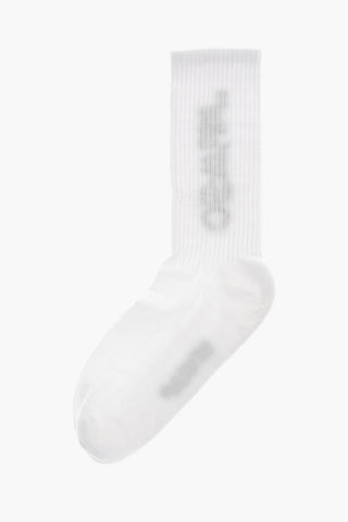Ribbed Long Socks with Contrasting Logo
