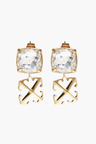 Brass Earrings with Golden Pendant and Crystal 