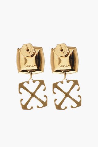 Brass Earrings with Golden Pendant and Crystal 