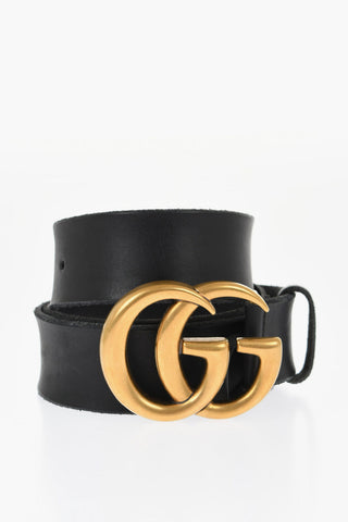 Solid Color Leather Belt with Maxi Buckle 40mm