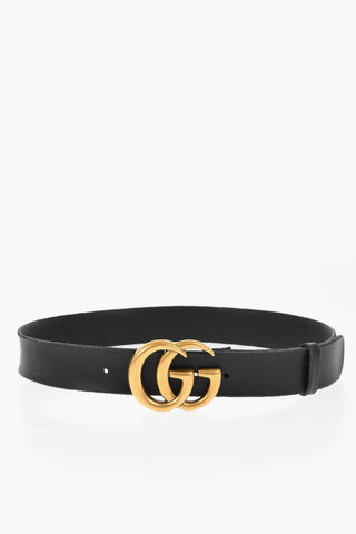 Solid Color Leather Belt with Maxi Buckle 40mm
