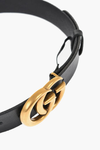 Solid Color Leather Belt with Maxi Buckle 40mm