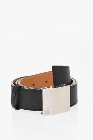 Leather Belt with Logoed Buckle 35mm