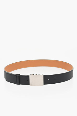 Leather Belt with Logoed Buckle 35mm