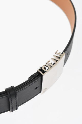 Leather Belt with Logoed Buckle 35mm
