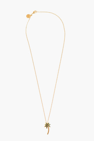 Golden Effect Brass Necklace with Rhinestones Embellished Pendant