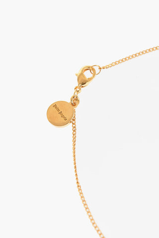 Golden Effect Brass Necklace with Rhinestones Embellished Pendant