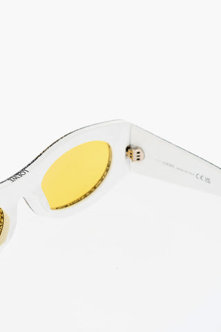 Sunglasses with Oval Lenses and Logoed Frame