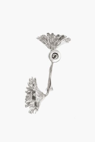 Daisy-Shaped Brass Earrings Embellished with Rhinestones