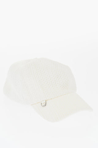 Cappello Baseball BELO in Maglia a Motivo Intrecciato con Dettaglio in Pelle