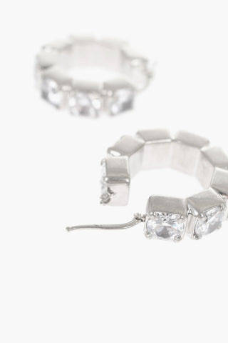 Embellished Sparkling Crystals Brass Earrings