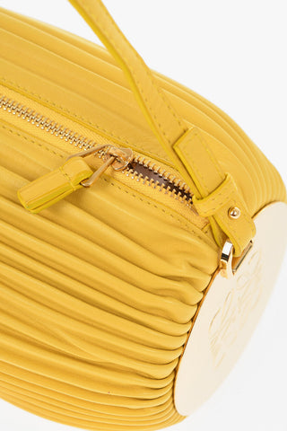 Pleated Leather Baguette Bag with Metal Details