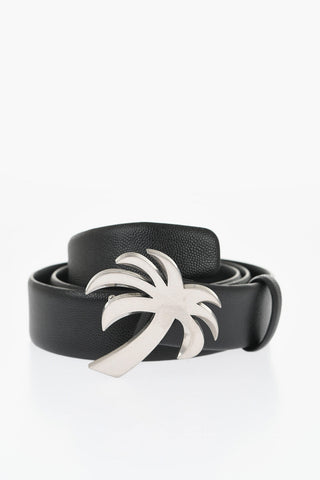 Leather Belt with Palm-Shaped Buckle 35mm