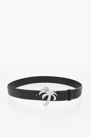 Leather Belt with Palm-Shaped Buckle 35mm