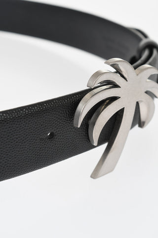 Leather Belt with Palm-Shaped Buckle 35mm