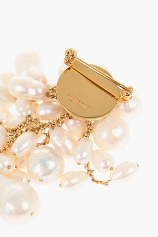Brass Brooch with Pearl Pendants