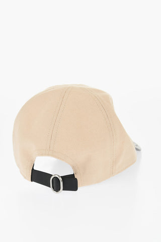 Cotton And Linen Cap with Leather Detail