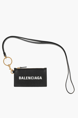 Textured Leather Neck Wallet with Frontal Logo
