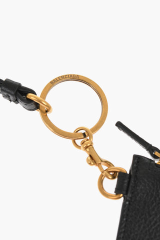 Textured Leather Neck Wallet with Frontal Logo