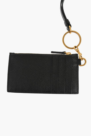 Textured Leather Neck Wallet with Frontal Logo