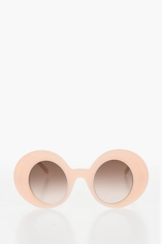Solid Color Round Sunglasses with Golden Logo