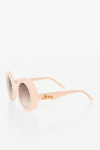 Solid Color Round Sunglasses with Golden Logo