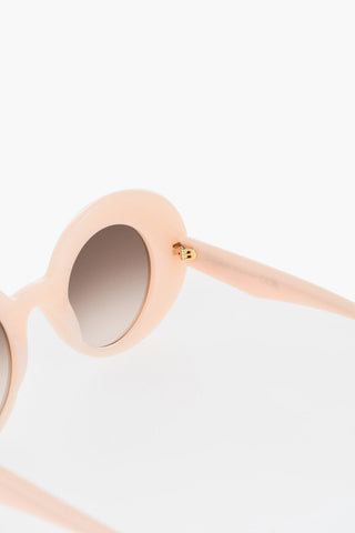 Solid Color Round Sunglasses with Golden Logo