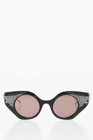 Rhinestone Cat Eye Sunglasses With Golden Effect Arms