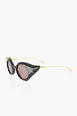 Rhinestone Cat Eye Sunglasses With Golden Effect Arms