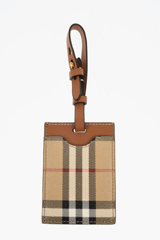 Checked Luggage Tag with Leather Trims