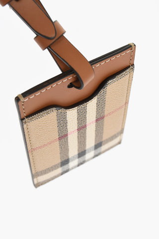 Checked Luggage Tag with Leather Trims