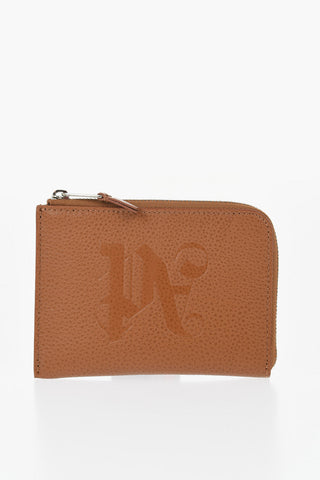 Textured Leather Wallet with Zip Closure