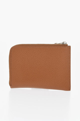 Textured Leather Wallet with Zip Closure